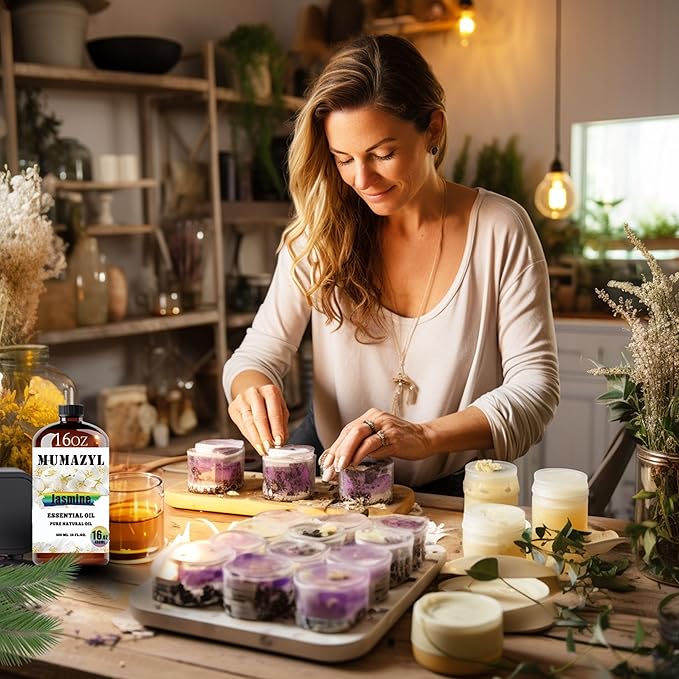 Jasmine Essential Oil, Jasmine Oil 16 Fl Oz 480ML for Diffuser Humidifier Yoga Cleaning DIY Candle Soap Making Essential Oils - Bloomnest
