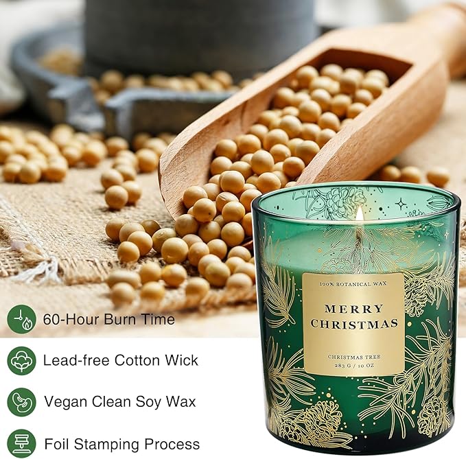 M&SENSE Holiday Scented Candle Gift for Women and Men - Christmas Tree, 10 oz Soy Wax, Birthday, Holiday, Christmas,New Year Gift - Bloomnest