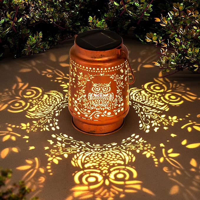 Solar Lanterns Outdoor Garden Decor,Birthday,Retirement Owl Gifts for Women, Mom, Grandma, Friend, Thanksgiving, Decorative Waterproof Hanging LED for Yard, Patio, Lawn, Landscape, Backyard - Bloomnest