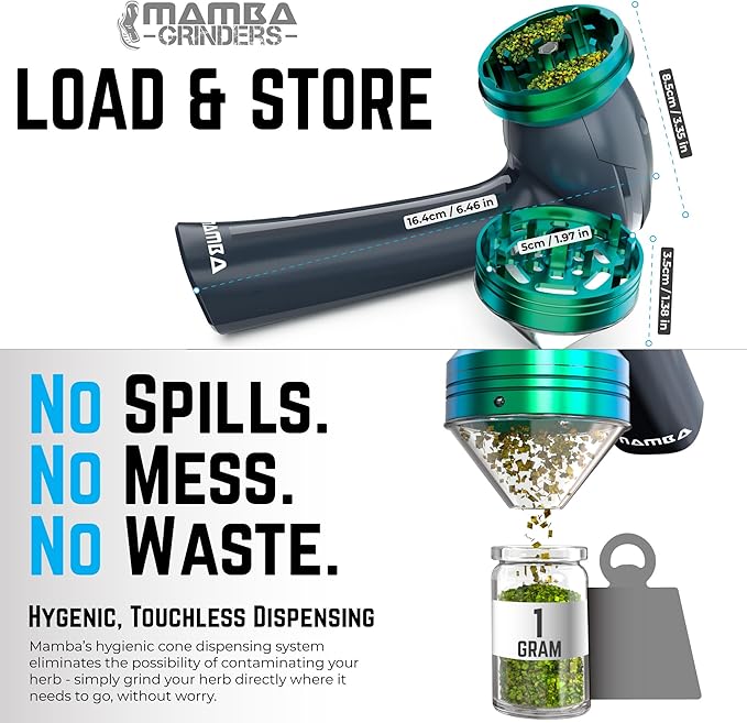 Mamba Electric Herb Grinder – USB Rechargeable Spice Grinder, 1g Portable Metal Grinder for Herbs, Quick & Easy-to-Use Spice Mill for Kitchen - Bloomnest