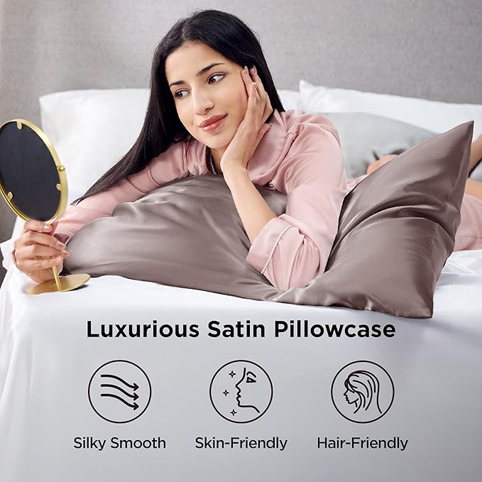 Bedsure King Size Satin Pillowcase Set of 2 - Dusty Rose Silky Pillow Cases for Hair and Skin with Envelope Closure, Similar to Silk Pillow Cases, Gifts for Women Men, 20x36 Inches, 2pcs - Bloomnest