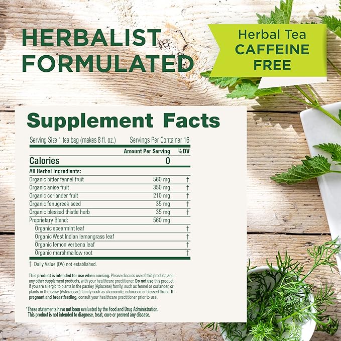 Traditional Medicinals Organic, Mother's Milk Tea - Supports Breastfeeding & Lactation with Fennel and Fenugreek - Kosher, Non-GMO, Caffeine-Free, Compostable - 48 Tea Bags - Bloomnest