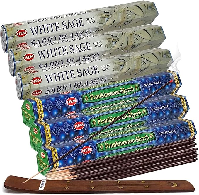 White Sage Incense Sticks with Incense Holder Bundle for Smudging and Home Fragrance