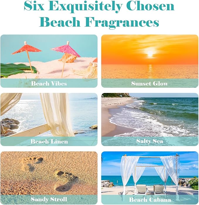 AmaKane Fragrance Oils, Beach Fragrance Oil for Candle Making, Soap Making Scents, Summer Essential Oils for Diffusers for Home 6x10 ml, Beach Linen, Salty Sea, Sunset Glow and More - Bloomnest