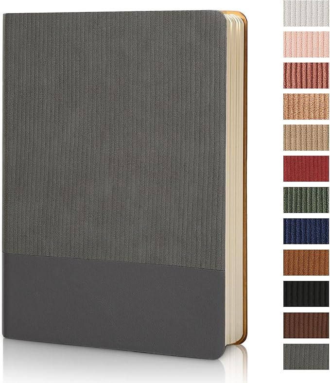 TSFPapier Lined Journal Notebook for Work College Ruled Note Book 5.79"x8.27" A5 PU Leather Daily Journaling 216 Pages for Women Men Writing Home School Supplies Business (Dark Gray) - Bloomnest