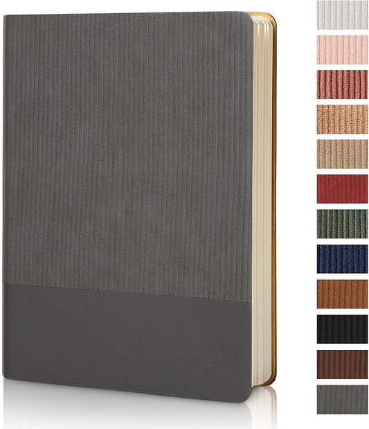 TSFPapier Lined Journal Notebook for Work College Ruled Note Book 5.79"x8.27" A5 PU Leather Daily Journaling 216 Pages for Women Men Writing Home School Supplies Business (Dark Gray) - Bloomnest