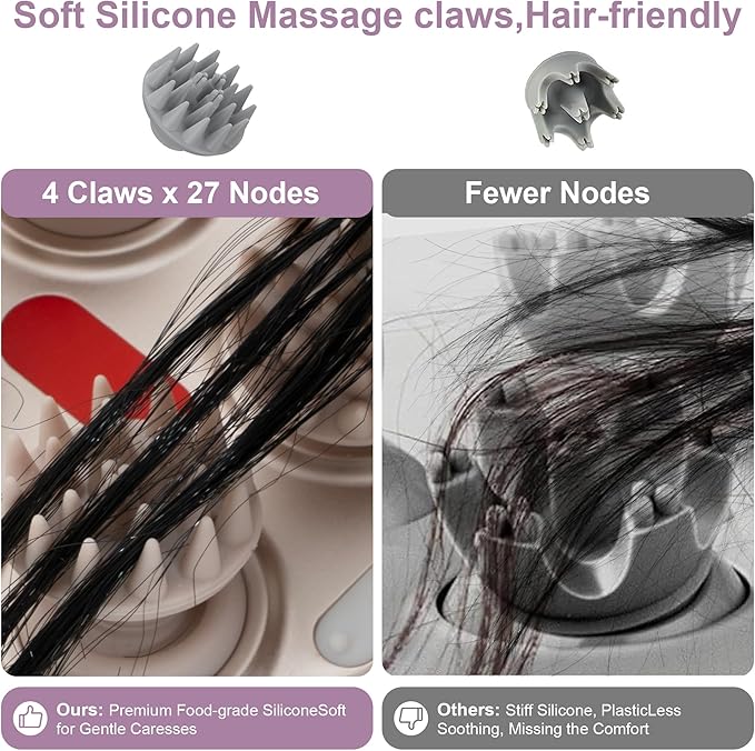 Electric Scalp Massager, Portable Head Stress Relax,IPX7 Waterproof Rechargeable Head Massager Scalp Stress Relax, Body for Deep Cleansing, Relief, Hair Growth (Gold) AIBOKEE