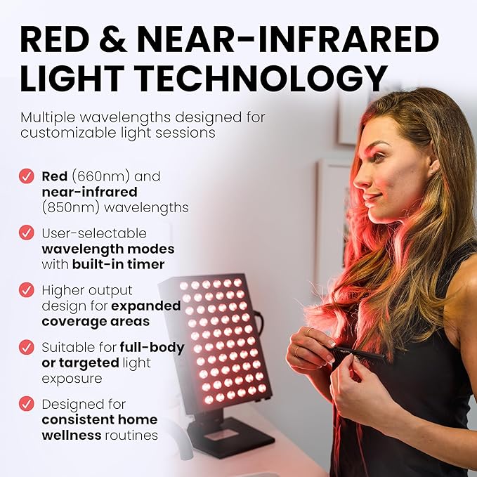 Hooga Red Light Therapy Panel Device – 660nm Red & 850nm Near Infrared Light Therapy, LED Light Therapy Lamp for Face & Body, Dual Chip LEDs, Timer, Adjustable Stand – PRO300 Hooga