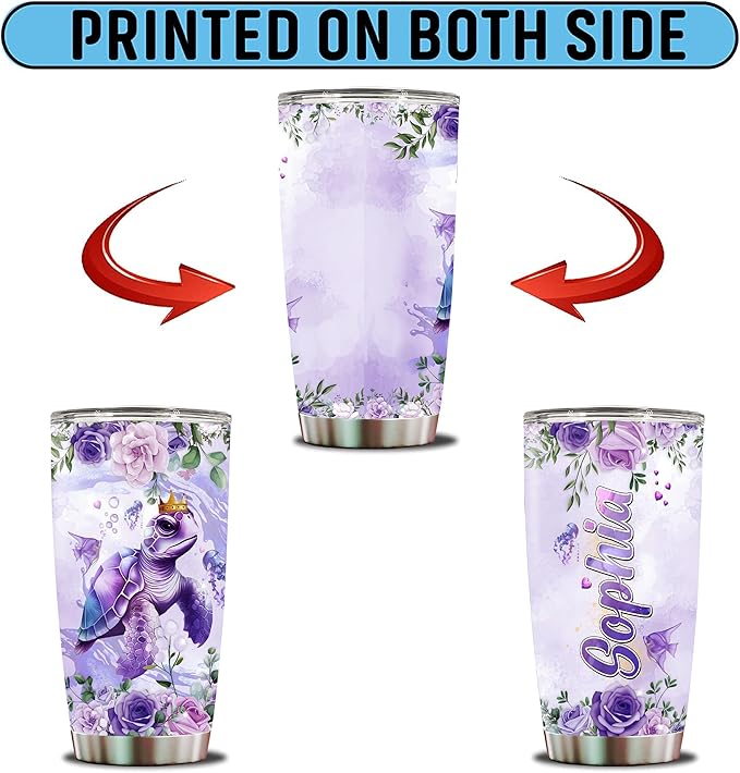 Personalized Turtle Gifts Sea Turtles Gift For Women, Girls Lover Coffee Cup Mug Travel Mugs 20oz Stainless Steel Thermos Tumbler With Lids (SEATURTLE) - Bloomnest