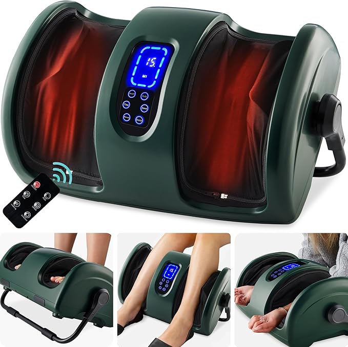 Best Choice Products Heated Shiatsu Foot Massager for Pain Relief, Plantar Fasciitis, Neuropathy, Blood Circulation w/Compact Design - Dark Green - Bloomnest