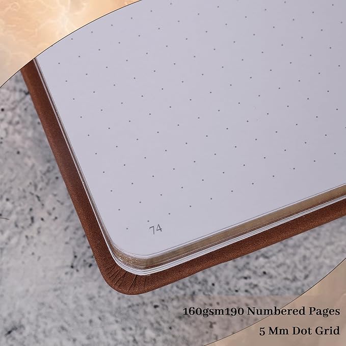 TIEFOSSI Dot Journals for Women Men, Dot Journals for Writing Women, 160gsm Thick Paper, 190 Numbered Pages, for Planner Organization - Bloomnest
