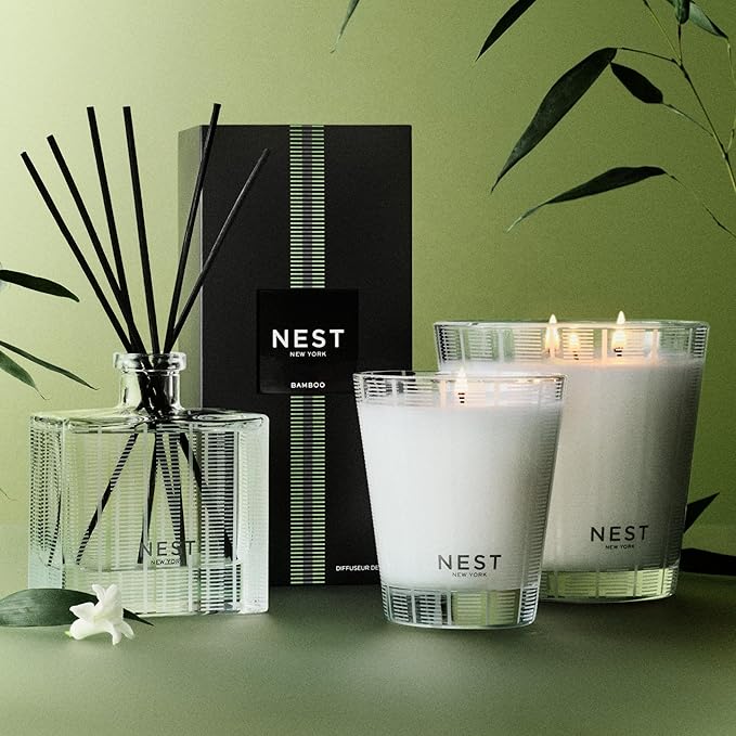 NEST New York Scented Classic Candle, Bamboo - 8.1 oz - Up to 60-Hour Burn Time - Reusable Glass Vessel - Bloomnest