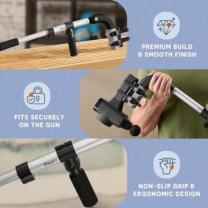 LifePro Massage Gun & Holder (Sold Separately) – Percussion Muscle Massager for Athletes with 8 Heads & 6 Speeds – Deep Tissue Back Muscle Extender for Recovery - Bloomnest