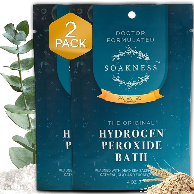 Hydrogen Peroxide Epsom Salt Bath Soak - USA-Made – Patented Bath Salts, Muscle Recovery, & Skin Detoxification – Magnesium Salts for Bathing - Doctor Formulated Pure Epsom Salt (2-Pack) - Bloomnest
