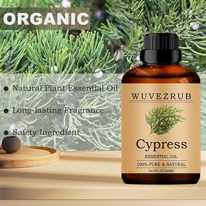 Cypress Essential Oils, 240ML Pure and Natural Essential Oil for Aromatherapy Diffuser - Cypress /8 Fl Oz - Bloomnest