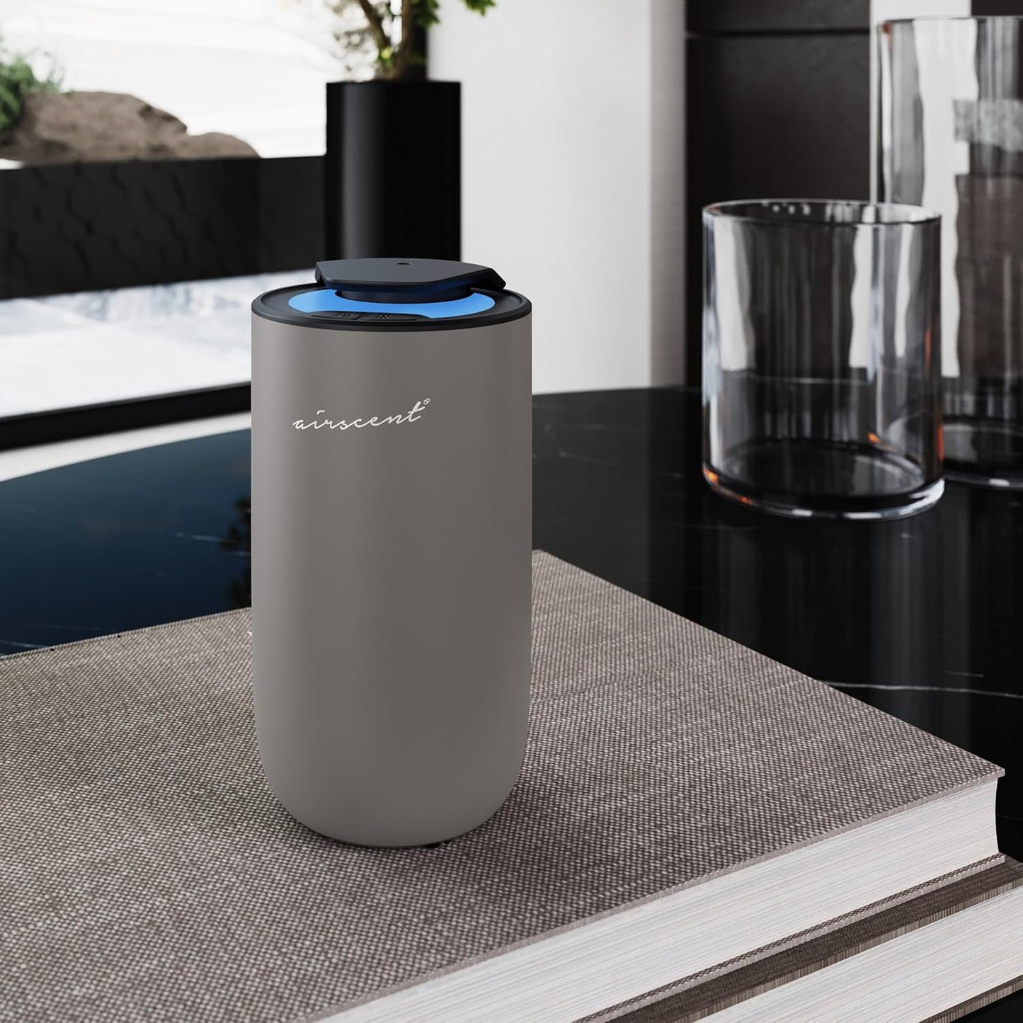 The AirScent Mini Waterless Diffuser for for Homes, Offices, Spas and Hotels - Silver Finish - Fragrance Oil Aromatherapy Diffuser for Aesthetic Scenting -15 mL Capacity - Night Light Feature