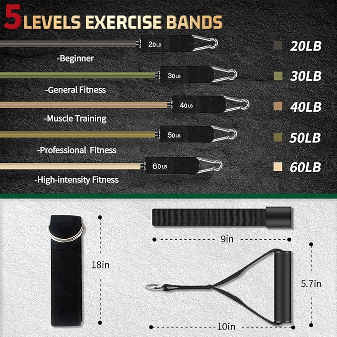 VEICK Resistance Bands, Exercise Bands, Workout Bands, Resistance Bands for Working Out with Handles for Men and Women, Exercising Bands for Fitness Weights Work Out at Home - Bloomnest