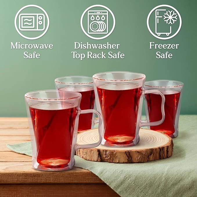 40 Oz Unique Glass teapot Set with 4 double wall insulated Cups, Tea Kettles for Stovetop With Infusers For Loose Tea, Perfect Mom Gift - Bloomnest