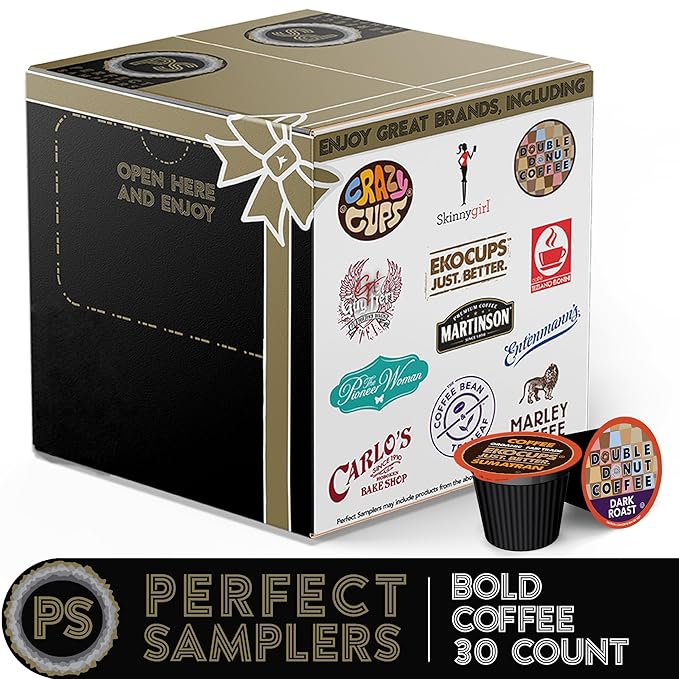 Perfect Samplers Dark Roast Coffee Pods Variety Pack, Strong Bold Coffee & Dark Roast Blends, Dark Roast Coffee Pods for Keurig K Cups Machines, Coffee Sampler 30 Count - Bloomnest