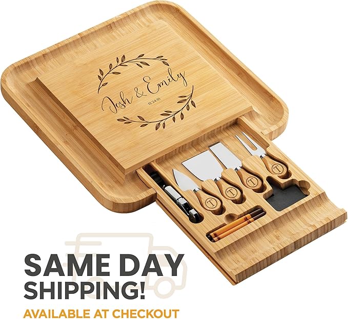 Personalized Charcuterie Board Gift Set - Custom Engraved Charcuterie Boards, Bamboo Cheese Board & Meat Platter - Wedding Gifts, Housewarming Gift for New Home, Anniversary, Birthday, Christmas Gifts - Bloomnest