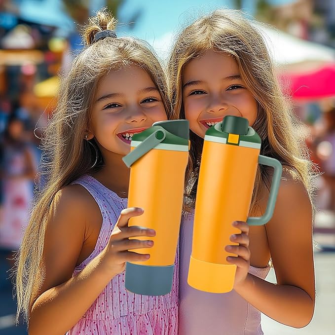 Mity rain 2PCS Protective Silicone Boots for Owala 30oz & 40oz FreeSip Sway Bottles & Tumblers - Accessories for owala, Enhances Stability & Prevents Scratches (Golden Yellow & Slate Blue) Mityrain