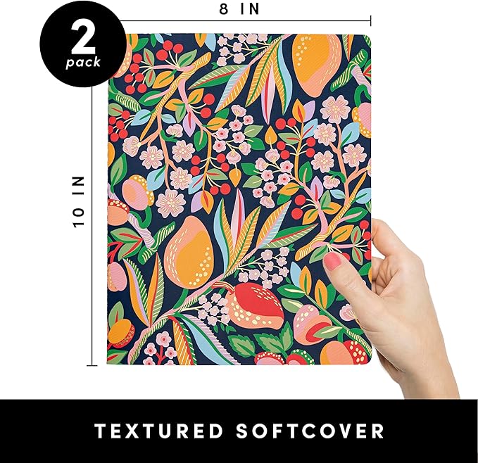 PAPERAGE Soft Cover Lined Journal Notebook, 2 Pack, (Cherry Blossom), 100 Pages, Large 7.5 inches x 9.5 inches, College Ruled, Ideal for Note Taking & Travel Journal - Bloomnest