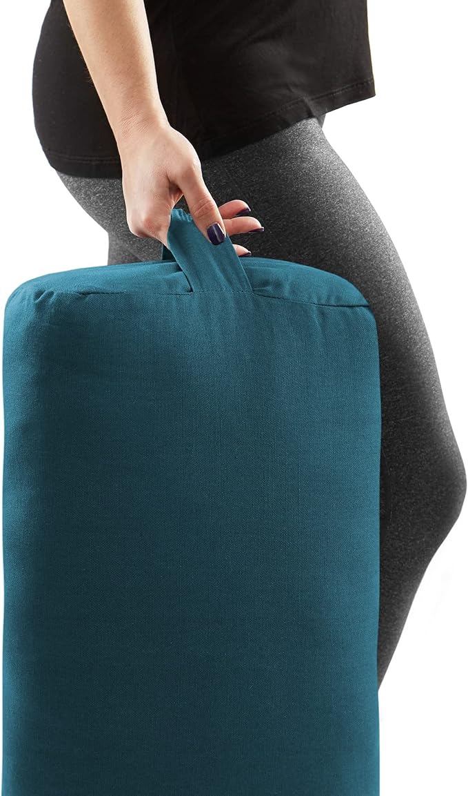 Yoga Meditation Cushion, 25" x 12" Rectangular Bolster with Organic Cotton Cover - Bloomnest