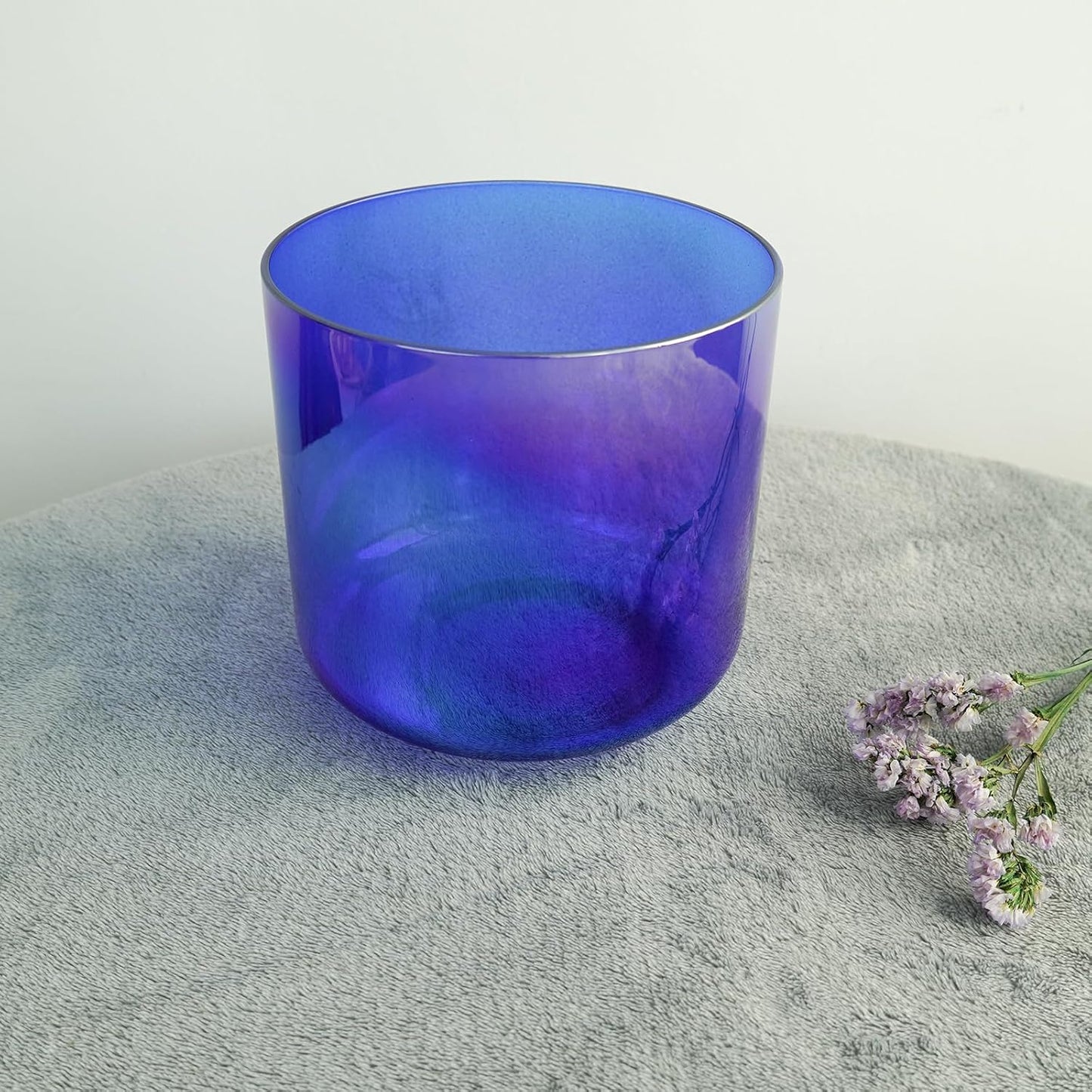 Hye-eun Cosmic Light Clear Crystal Singing Bowl G Note 6 Inch Quartz Sound Throat Chakra Blue Transparent Bowl Mallet & O-ring are Included