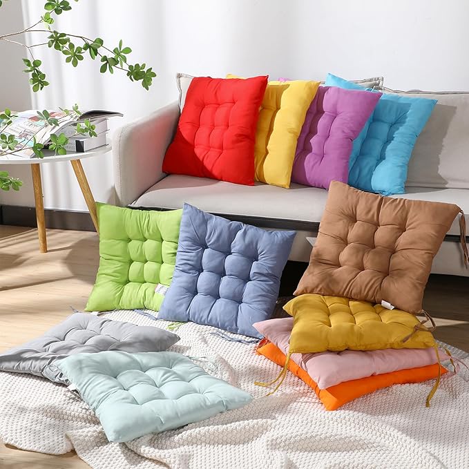 Geetery 12 Pcs Floor Pillows for Classroom Bulk Square Seating Cushions for Floor Chair School Kindergarten Reading Corner, 15.7'' Large Thick Meditation Cushions Yoga Nursery Daycare (Bright Color) - Bloomnest