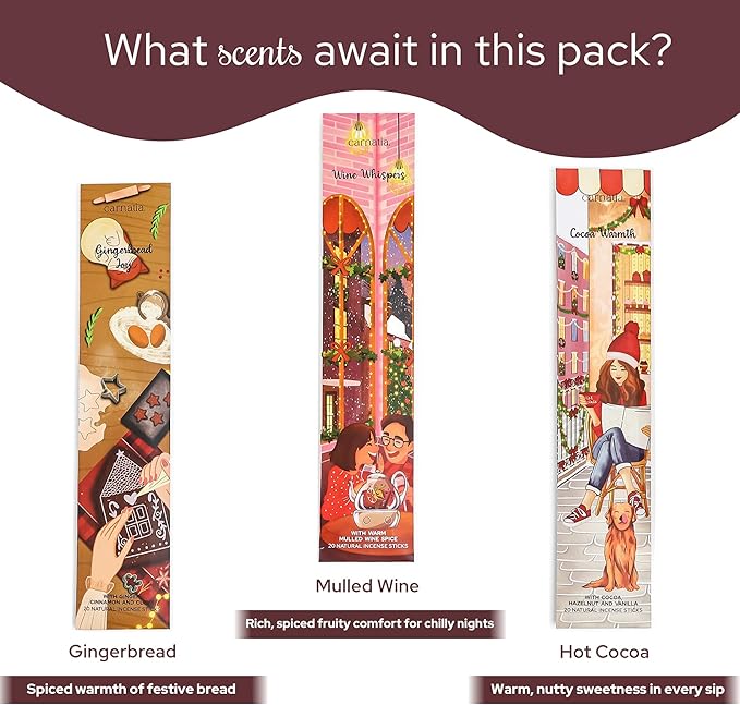 Carnatia Santa's Bakery Incense Set – 6 Warm & Cozy Scents | Holiday-Inspired Aromas for Year-Round Comfort & Joy!