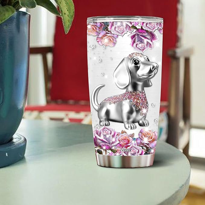 Personalized Dachshund Themed Gifts for Women, Girls, Wife, Daughter, Insulated Stainless Steel Tumbler, Mug, Cup, Water Bottle, Perfect for Christmas, Birthday, Mother's Day, Valentine - Bloomnest