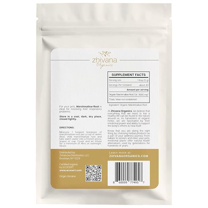 Marshmallow Root Tea (Althea Officinalis) – Organic Marshmallow Root – Throat Tea - Gut Lining, Digestion, Respiratory Health - Blood, Bones, Skin, Hair - Marshmellow Herb – 4 Ounces - Bloomnest