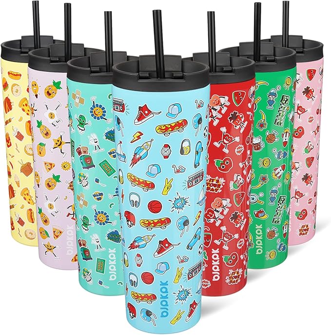 BJPKPK 30oz Insulated Tumbler With lid And Straw Stainless Steel Tumblers Travel Coffee Mug Reusable Thermal Cup,Playground - Bloomnest