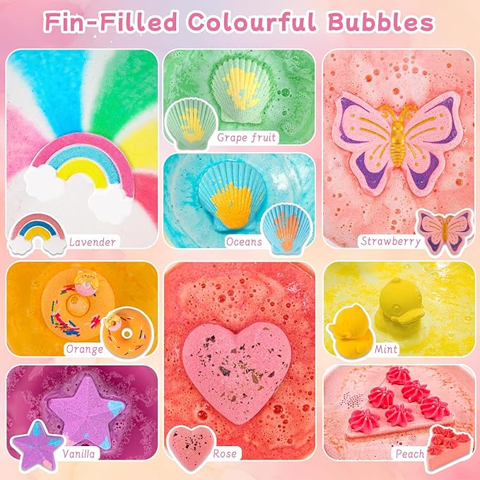 9XXL Bath Bombs Gifts Set, BusyMouth 9pc Kids Bath Bombs with Surprise Toys | Non-Toxic Bubble Bath | Birthday Gift Set for Girls & Boys Ideal Gift for Mother's Day Valentines - Bloomnest