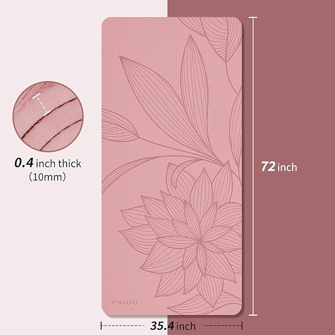 Large Yoga Mat-72’x36’x0.4’ Extra Width ＆ Thick,Comfortable,Non-Slip Exercise Mat-Works Great on All Floor for Stretching,Yoga Studio,Gym or Home Workouts