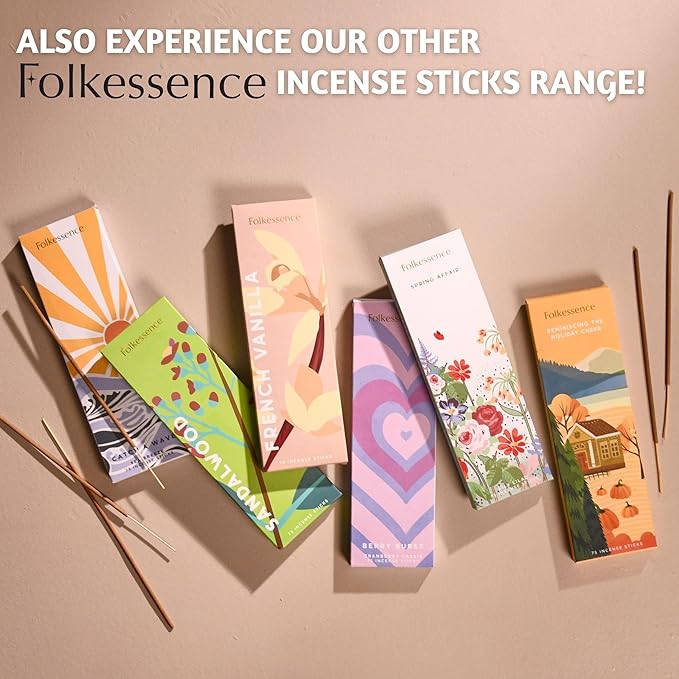 Folkulture Incense Sticks (75 Sticks) |8" Premium French Vanilla Incense Sticks For Meditation, Aromatherapy, Stress Relief Gifts | No Charcoal,Organic, Non Toxic, 45 Mins, Long Burning Insence-Sticks