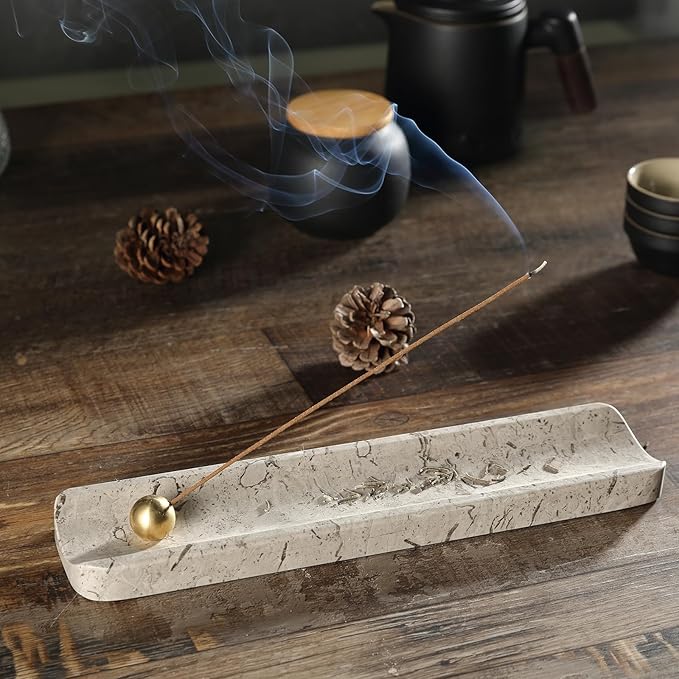 Koville Luxury Natural Marble Incense Holder, Incense Holders for Sticks, Incense Burner Holder, Ideal for Meditation and Relaxing, Easy to Clean - Bloomnest