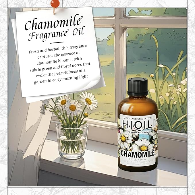 HIQILI Chamomile Fragrance Oil for Candle, Soap Making, Use in Essential Oil Diffusers, Add to Body Lotion, Laundry Dryer Balls - 1 Fl Oz HIQILI