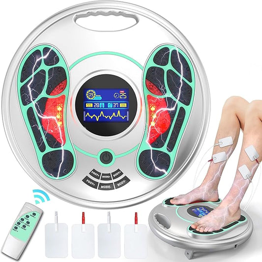 EMS Foot Massager for Neuropathy, NMES Foot Stimulator for Neuropathy Foot Massager for Circulation and Pain Relief EMS with TENS Unit Muscle Stimulator Pads - Bloomnest