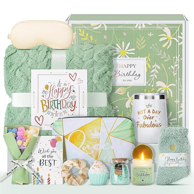 Birthday Gifts for Women, 13PCS Unique Happy Birthday Gifts Basket for Mom Her Best Friend Sister Wife Girlfriend Coworker Bestie, Luxury Self Care Box Relaxing Spa Gifts Set (Vanilla Coconut) - Bloomnest