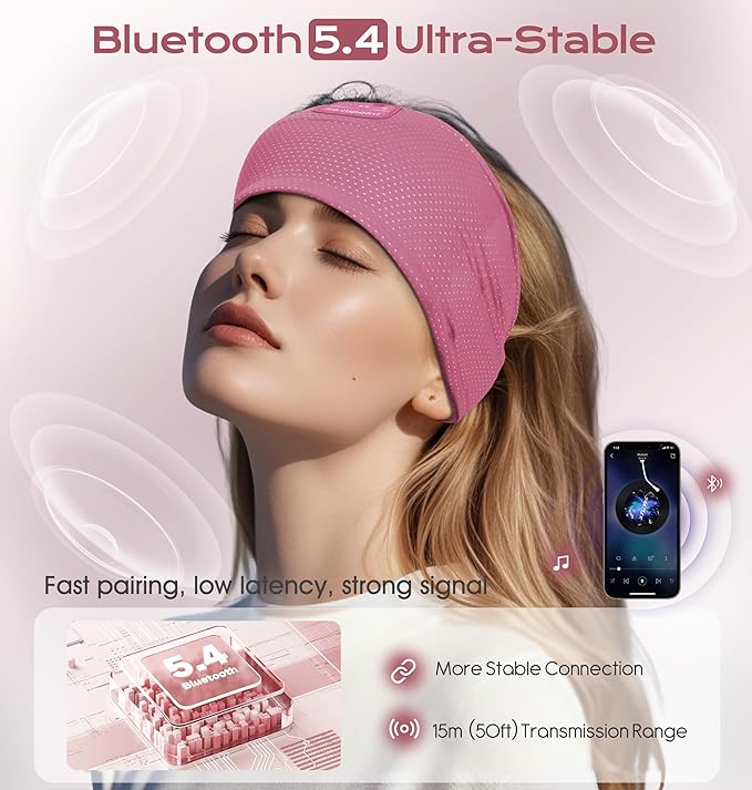 ink-topoint Sleep Headphones Bluetooth 5.4 Headphone, Sports Earphones with HD Stereo Speakers Breathable Sports Headphones for Running, Yoga, Travel, Sleeping, Ideal Gifts for Men Women - Bloomnest