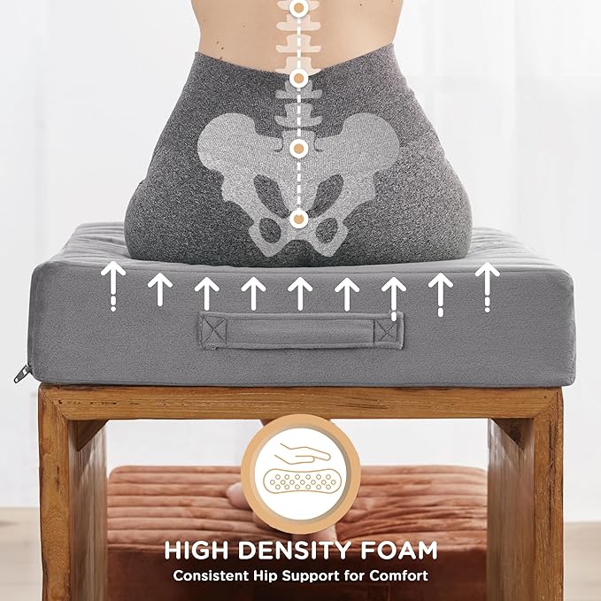 Codi Thick Replacement Couch Cushions 2 Sets, Upholstery Foam with Washable Covers for Sofa Cushion Chair Meditation - 24 × 24 × 5 Inch, High Density Foam, Grey