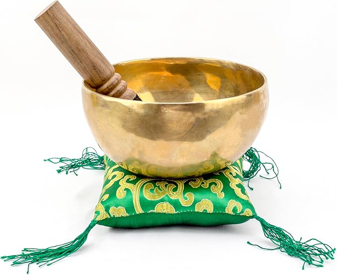 6-Inch Handmade Tibetan Singing Bowl ~ Superb B Crown Chakra Balancing ~ Best use for Meditation, Sound Healing, Cleansing, Mindfulness & Relaxation ~ Cushion & Sueded Leather wooden Mallet included - Bloomnest