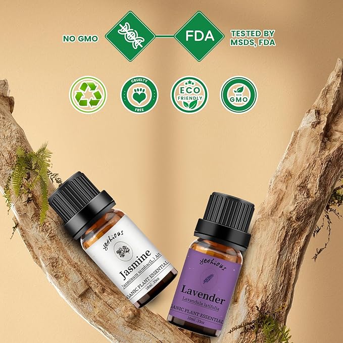 yethious Jasmine Lavender Essential Oil Set Organic Pure for Jasmine Essential Oil for Diffuser & Aromatherapy Lavender Oil Set - Bloomnest