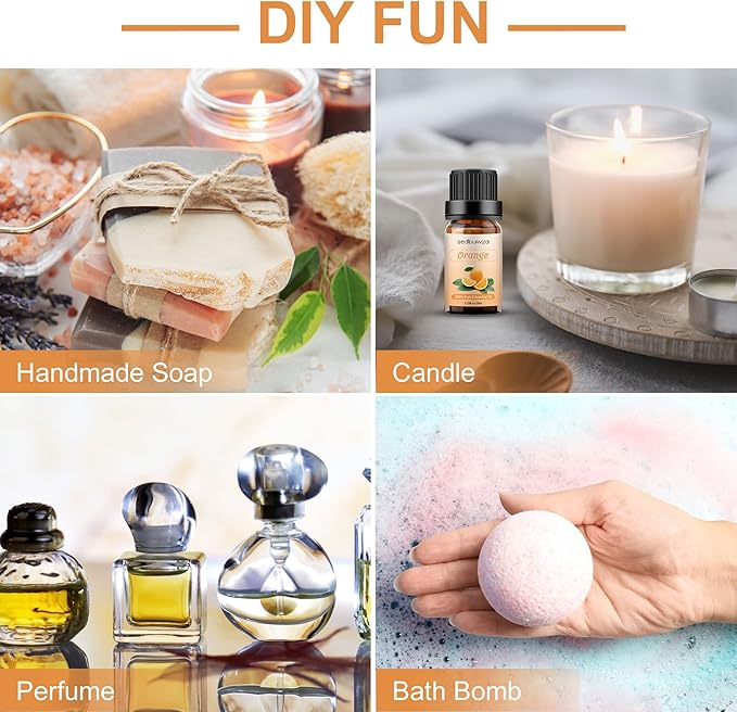 Sedbuwza Orange Essential Oil, Pure Organic Orange Fragrance Oil for Diffuser, Humidifier, Soap, Candle, Perfume Sedbuwza