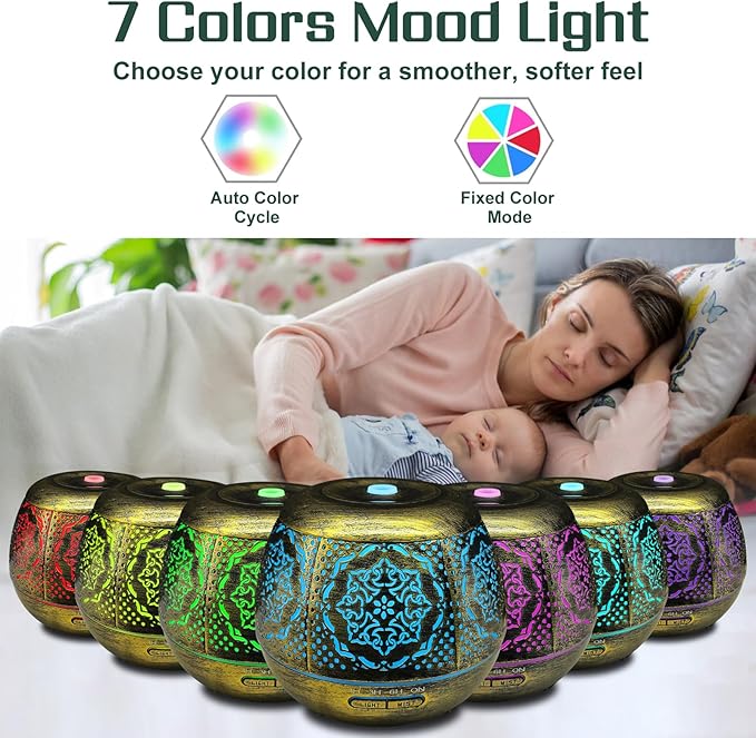 Essential Oil Diffuser for Home 500ML, Aromatherapy Diffusers for Essential Oils Large Room with Cool Mist Humidifiers for Bedroom 7 Colors Changed & 3 Mist Mode Automatic Shut-Off - Bloomnest