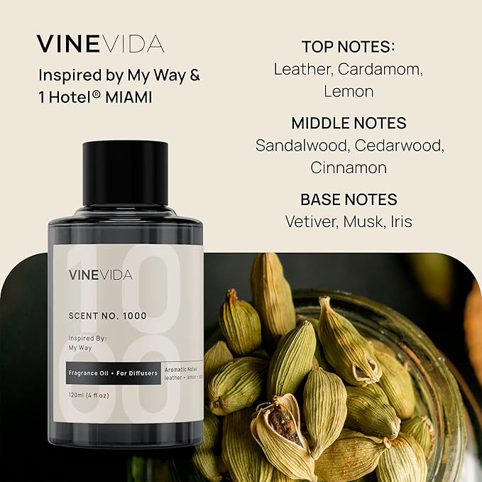 VINEVIDA (Pack of 4) Hotel Fragrance Collection Diffuser Oil - Hotel Scents Diffusers for Home - Cold Air Diffuser Oil - Hotel Scent Essential Oil, Diffuser Scents No. 1000, No.1001, No.1007, No.1003 VINEVIDA