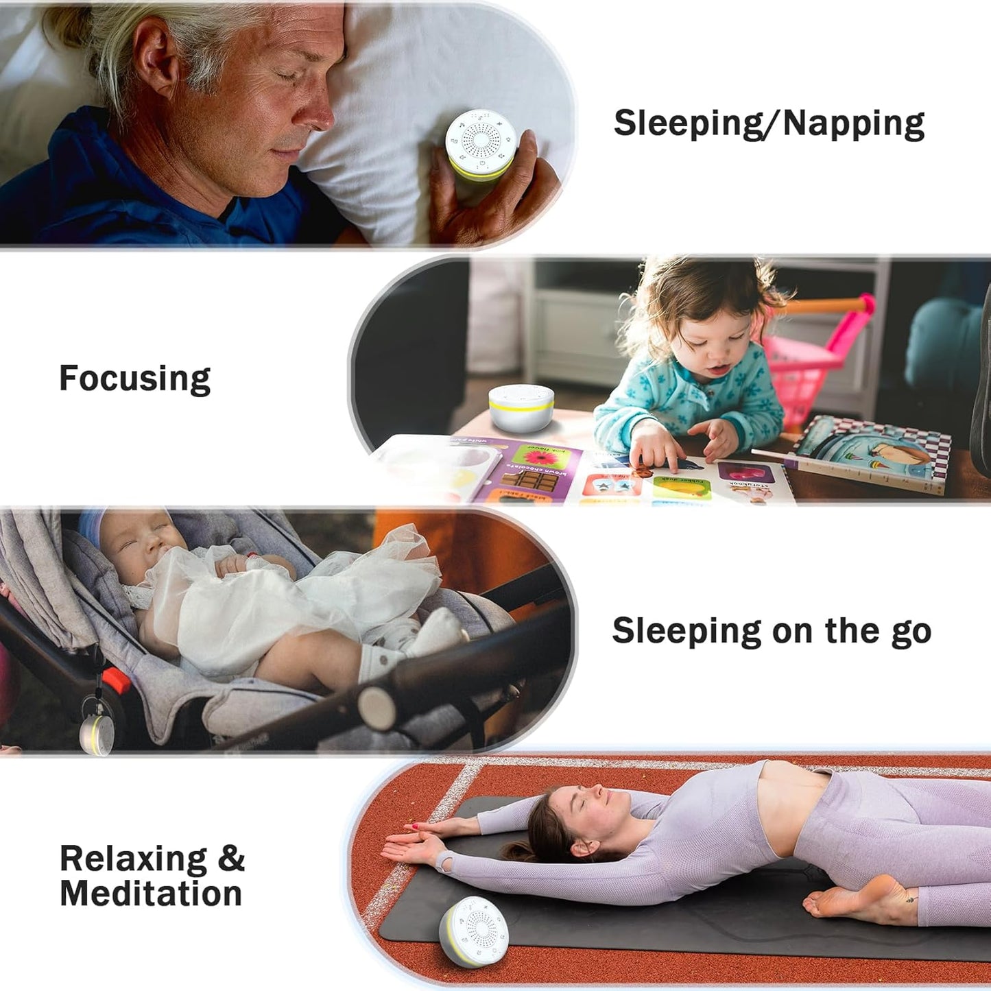 Portable White Noise Sound Machine with 30 Soothing Sounds,5 Color Night Light,3 Timers, Memory Function, Child Lock, White Noise Machine for Baby Adults Kids Sleeping Travel Office Privacy