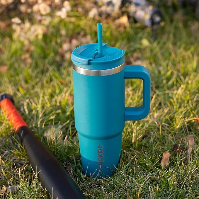 BJPKPK Tumbler With Handle And Straw 30oz Insulated Tumbler Cups With Lid Stainless Steel Travel Coffee Mug,Macaron Green