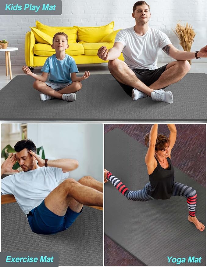 Extra Long & Wide Thick Yoga Mat for Tall Men & Women, 84'' x 32'' x 7mm Oversized Yoga Mat Double-Sided Non Slip, Pro TPE Yoga Mats with Strap - Bloomnest